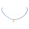 Brass Pendant Necklace with Glass Seed Beaded Chains for Women NJEW-JN04429-3