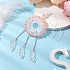 Acrylic Woven Net/Web with Feather Pendant Decorations HJEW-JM02352-02-4