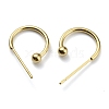 Brass C-shaped Hoop Circle Ball Stud Earrings KK-O131-07G-2