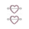 304 Stainless Steel Pink Cubic Zirconia Nipple Rings WGE5BE3-01-1