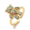 Cubic Zirconia Bear Open Cuff Ring KK-A180-24G-4