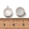 304 Stainless Steel Pave Natural Shell Flat Round Charms STAS-S148-02P-3