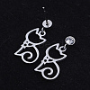 201 Stainless Steel Kitten Dangle Stud Earrings EJEW-T008-JN742-2