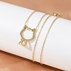 304 Stainless Steel Cat Outline Pendant Necklaces for Women NJEW-F339-03G-4