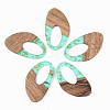 Transparent Resin & Walnut Wood Pendants RESI-S389-002A-B02-1