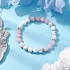 Natural Howlite & Plum Blossom Jasper Round Beaded Stretch Bracelets BJEW-TA00528-01-2