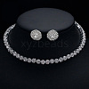 Flat Round Brass Crystal Rhinestone Jewelry Sets WG38BC5-04-1