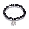 Natural Obsidian Charm Bracelets BJEW-I275-B04-1