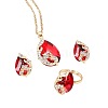 Alloy Glass Pendant Necklaces & Stud Earrings & Rings Sets WGA5C1C-01-2