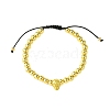 Adjustable Skull & Round Brass Braided Bead Bracelets for Women Men BJEW-JB10822-1