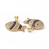 Brass Micro Pave Clear Cubic Zirconia Pendants ZIRC-F135-02G-03-3