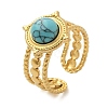 Natural Turquoise Finger Rings RJEW-Q006-01A-G-3