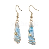 Irregular Nugget & Star Dyed Natural Quartz Crystal Dangle Earrings EJEW-JE05704-02-4