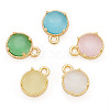 5Pcs 5 Colors Flat Round Brass Charms KK-TADJ0001-12-2