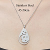 Non-Tarnish 201 Stainless Steel Hollow Teardrop with Star Pendant Necklace NJEW-OY001-73-3