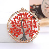 Rhinestone Flat Round with Tree of Life Pendant Keychain KEYC-PW0002-067B-1