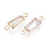Brass Pave Clear Cubic Zirconia Links/Connector Charms ZIRC-T017-08KCG-2