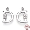 Rhodium Plated 925 Sterling Silver Micro Pave Cubic Zirconia Charms STER-T004-12P-4