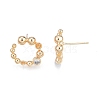 Brass Micro Pave Clear Cubic Zirconia Stud Earring Findings KK-T062-247G-4