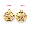 Tibetan Style Alloy Flat Round with Star Charms TIBEP-5248-AG-FF-2