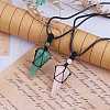 Natural Green Aventurine Cone Braided Pendant Necklace NJEW-SZ0001-59F-4