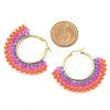 304 Stainless Steel & Bohemian Beaded Fan Hoop Earrings for Women EJEW-R001-01G-05-3