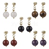 Natural Mixed Stone Round Beads & 304 Stainless Steel Components Dangle Earrings for Women EJEW-JE06231-2