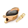 Brass & Black Lip Shell & Epoxy Resin Box Clasps KK-P291-26G-01-2