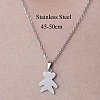 201 Stainless Steel Bear Pendant Necklace NJEW-OY001-09-3