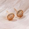 Brass Micro Pave Clear Cubic Zirconia Stud Earrings EJEW-K300-18G-3