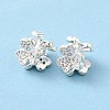 Rack Plating Brass Micro Pave Clear Cubic Zirconia Clover Beads KK-D075-04S-3