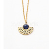 Natural Lapis Lazuli Fan Pendant Necklaces TQ8111-1-1