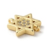 Rack Plating Brass Micro Pave Clear Cubic Zirconia Connector Charms KK-K332-37G-2