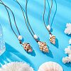 Summer Beach Natural Cultured Freshwater Pearl & Natural Shell Pendant Necklaces NJEW-JN05100-04-2