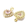 Rack Plating Heart Brass Micro Pave Cubic Zirconia Pendants X-KK-E102-29G-2