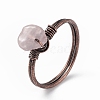 Natural Rose Quartz Chips Finger Ring RJEW-L082-03R-04-2