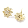 Brass Micro Pave Clear Cubic Zirconia Stud Earrings for Women EJEW-S217-E01-2