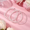 3Pcs Round Synthetic Quartz Crystal Beads Stretch Bracelets BJEW-JB10962-2