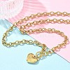 304 Stainless Steel Heart Pendant Cable Chain Necklaces for Women NJEW-C084-05G-2