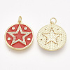 Brass Micro Pave Cubic Zirconia Pentacle Pendants ZIRC-S061-97-2