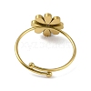 Ion Plating(IP) Flower 304 Stainless Steel Enamel Ring RJEW-A038-18G-04-3