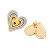 Heart Real 18K Gold Plated Brass Stud Earrings EJEW-L269-058G-2