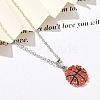 Zinc Alloy Hyacinth Rhinestone Sport Ball Pendant Cable Chain Necklaces NJEW-U024-01P-03-2