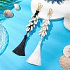 2Pcs 2 Colors Natural Shell & Polyester Tassel Pendant Decorations HJEW-JM02825-2