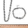 304 Stainless Steel Oval Link Chain Necklaces Bracelets Sets SJEW-D091-08P-3