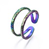 304 Stainless Steel Double Line Wrap Cuff Ring RJEW-N038-101-4