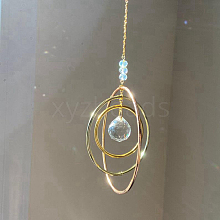 Glass Teardrop & Iron Ring Pendant Decorations PW-WG25982-02