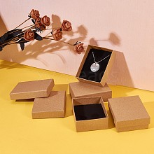 Kraft Cotton Filled Cardboard Paper Jewelry Set Boxes CBOX-R036-11A