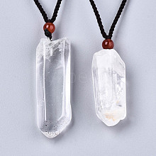 Natural Quartz Crystal Pendant Necklaces NJEW-S421-031