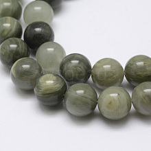 Natural Green Line Jasper Beads Strands G-G735-55-8mm